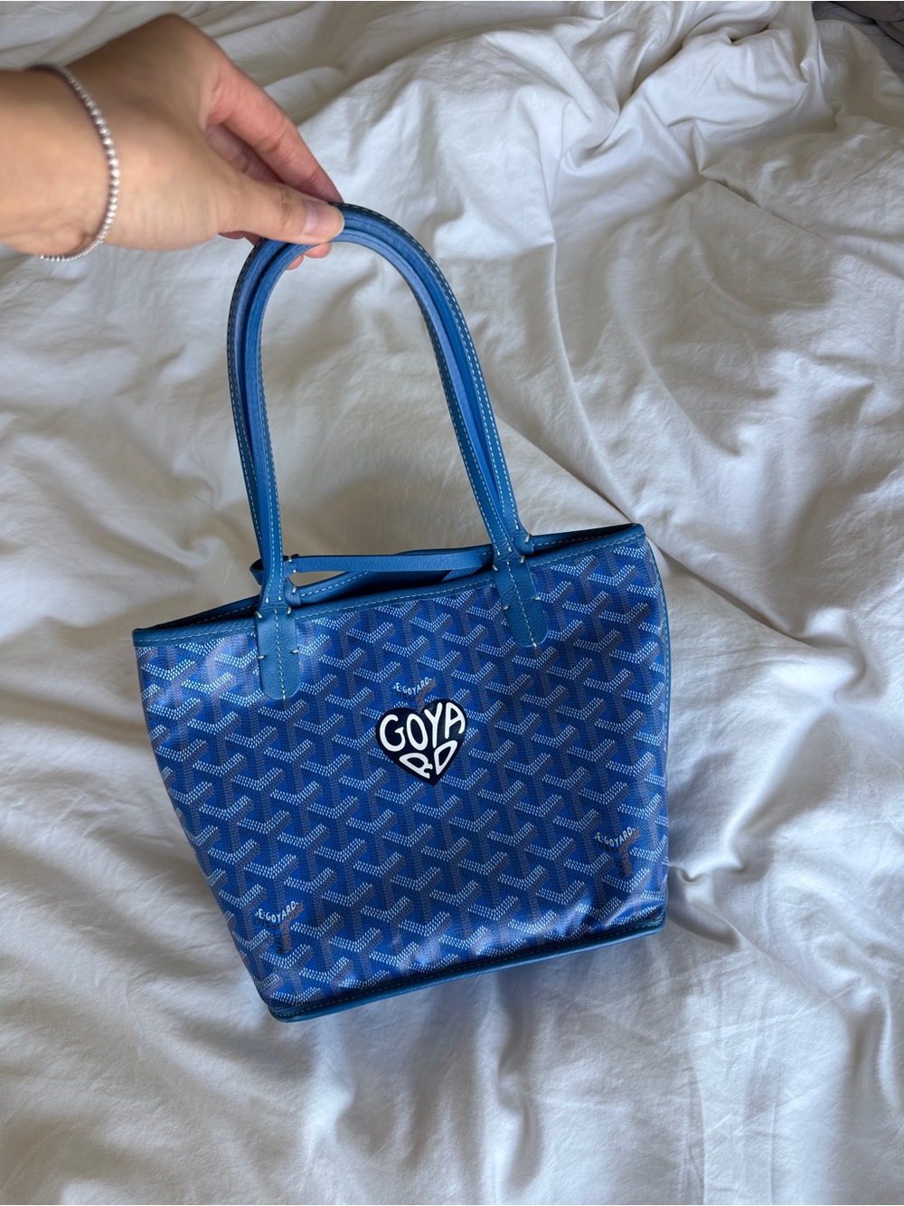 Goyard Blue Mini Anjou Tote with Heart Logo